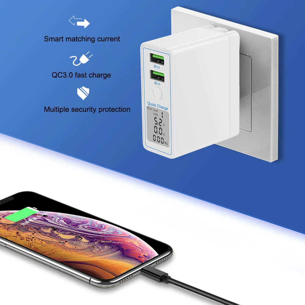 Быстрая зарядка адаптер Светодиодный дисплей USB зарядное устройство Быстрая зарядка QC 4,0 3,0 портативное зарядное устройство для iPhone samsung Xiaomi