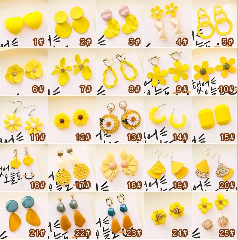 Летние желтые преувеличенные акриловые цветочные Эффектные серьги женские милые геометрические серьги с кисточкой Свадебные украшения