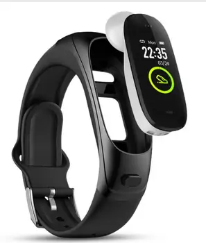 

Bluetooth Headset Fitness Bracelet Heart Rate Monitor Sports Smart Watch Pedometer Activity Tracker Wristband Earphone With Mic