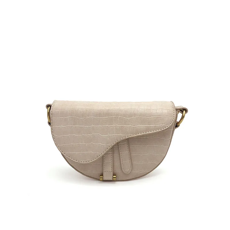 

Luxury High Designer Alligator PU Leather Saddle Crossbody Bags Chic Hot Sale Semicircle Irregular Shaped Shoulder Bags