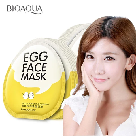 BIOAQUA Egg Facial Mask Smooth Moisturizing Sheet Face Mask Oil Control Shrink Pores Whitening Brighten Mask Skin Care