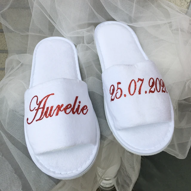 Zapatillas de novia personalizadas, regalos de dama de honor, novio, padrino de boda, regalo de despedida de soltera, invitados de de boda, lote de 5 pares, Gratis - AliExpress