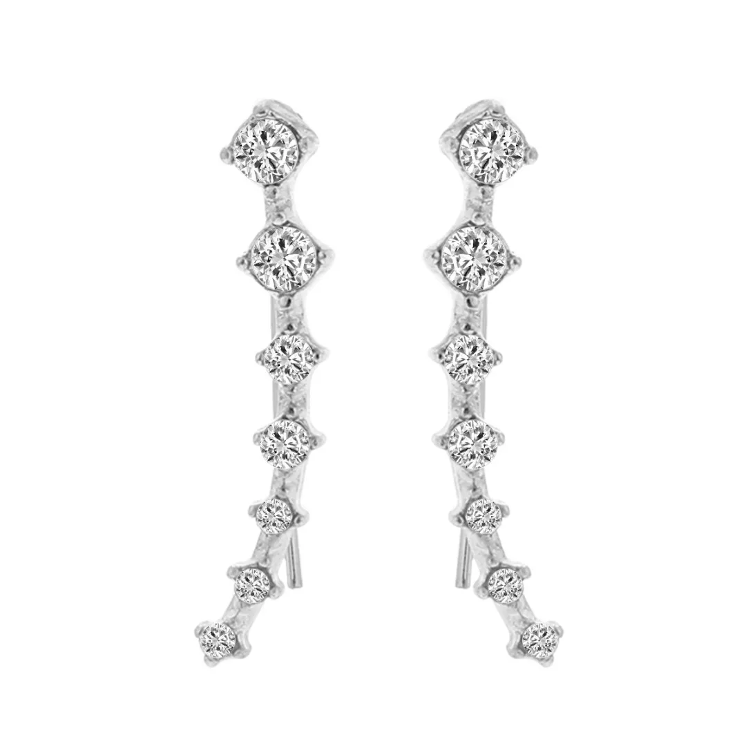 Новые 7 кристаллов серебряные золотые Клипсы Серьги для женщин элегантные CZ Стразы посеребренные серьги корейский стиль альпинистские серьги