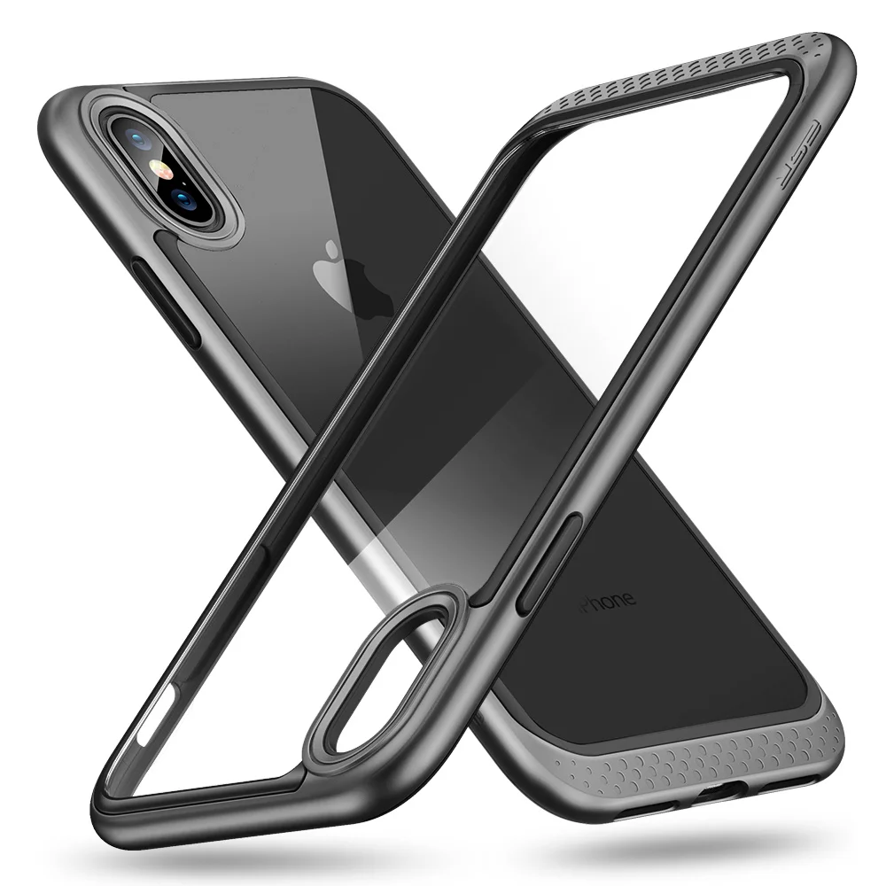 Чехол-бампер ESR для iPhone X/XS/XR/XS Max, сверхпрочная Броня с рамкой-бампером, Прозрачная Жесткая задняя крышка для iPhone Coque Fundas - Цвет: Black