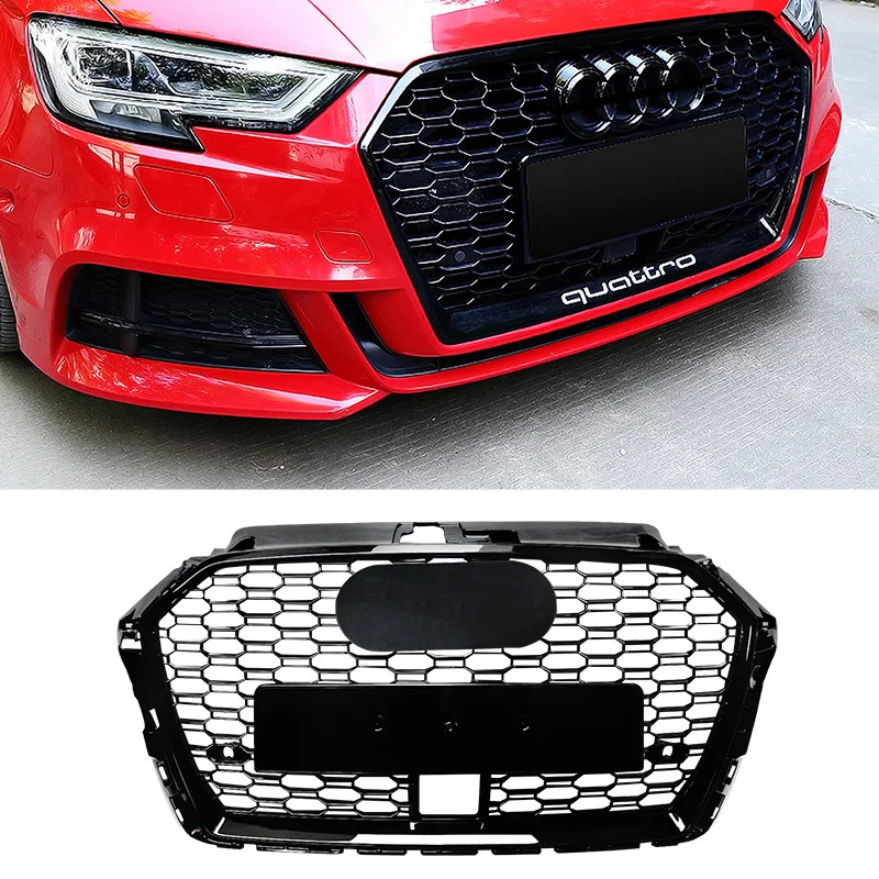 foredrag otte blok Loyalty for Audi A3 Front Bumper Grill 2017 -2019 Center Grille with ACC  Hole Gloss Black (Refit RS3 Style) Car Accessories _ - AliExpress Mobile