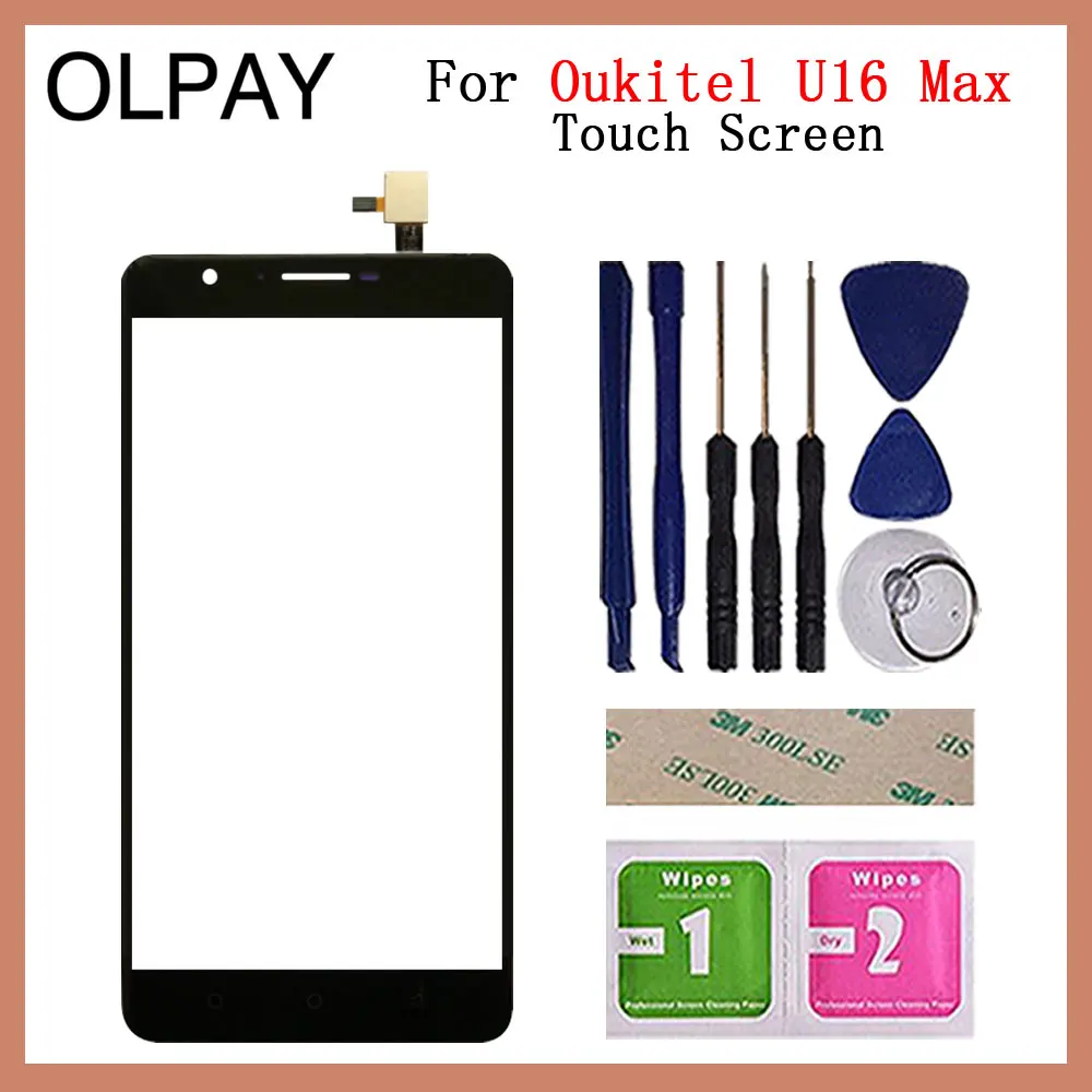 Сенсорная панель для мобильного телефона, переднее стекло для Oukitel U16 Max 6," дюймов, сенсорный экран, дигитайзер, панель, стекло, датчик, запасные части - Цвет: Black With Tools