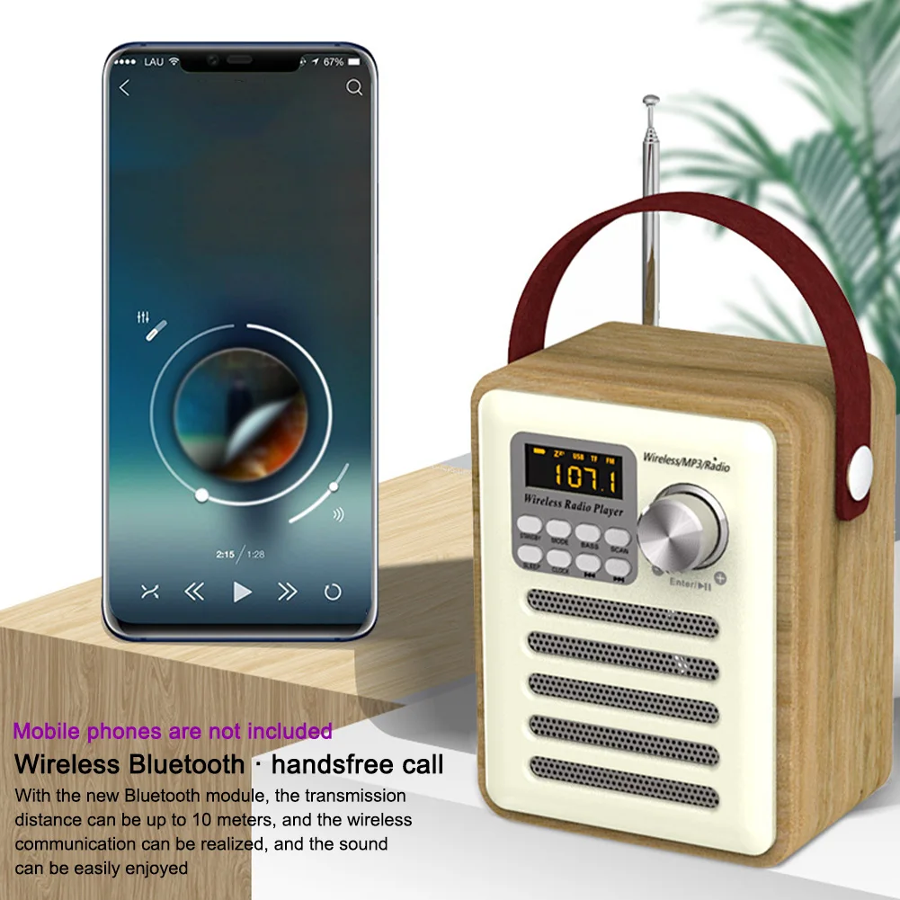 С антенной цифровые часы Домашние Ретро наружные TF карты мини радио FM приемник
