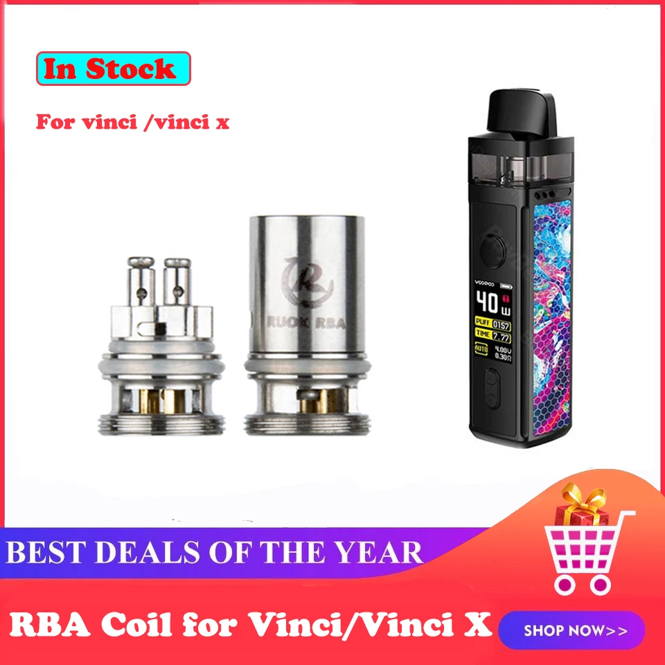 

RUOK Replacement RBA Coil Head for VOOPOO Vinci / Vinci X Mod Pod Vape Kit Rebuildable 510 connector adapter RBA Coil