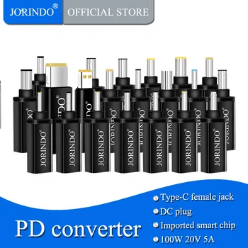 

JORINDO USB-C Type-C female socket to DC male plug Notebook quick charge converter,100W Power adapter,5A