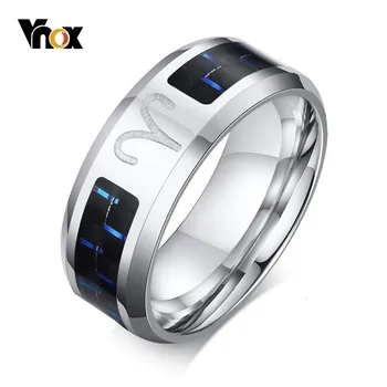 

Vnox Aries Ring for Men 12 Horoscope Stainless Steel with Carbon Fiber Wedding Band Casual Male Alliance