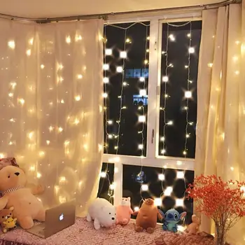 

3M X 3M 300 LED Curtain String Light Fairy Wedding Party Romantic Christmas Home Decoration Warm White 110v