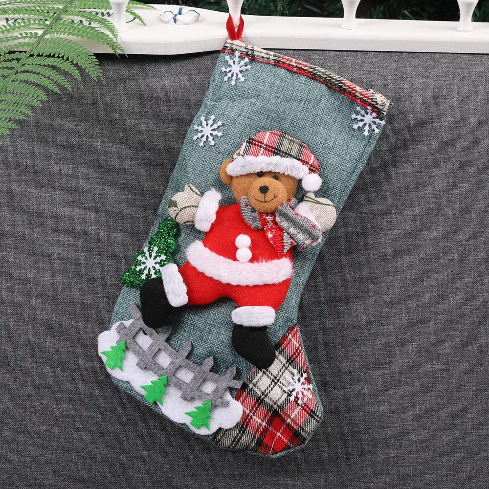 L5 рождественские мешки для носков креативный милый узор Рождественская елка Висячие вечерние Декор дерево чулок Санта-Клауса Носок подарок конфеты сумки