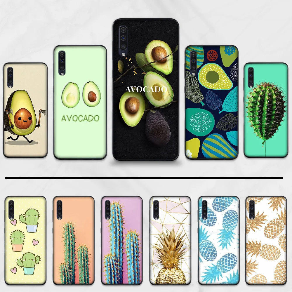 Ананас кактус авокадо ТПУ черный чехол для телефона Корпус Samsung Galaxy A 3 6 7 8 10 20 30 40 50