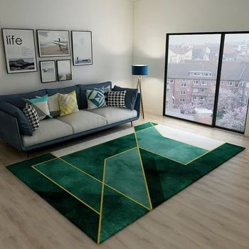 

American style light luxury living room large carpet geometric simple coffee table sofa bedroom non-slip carpet washable mat