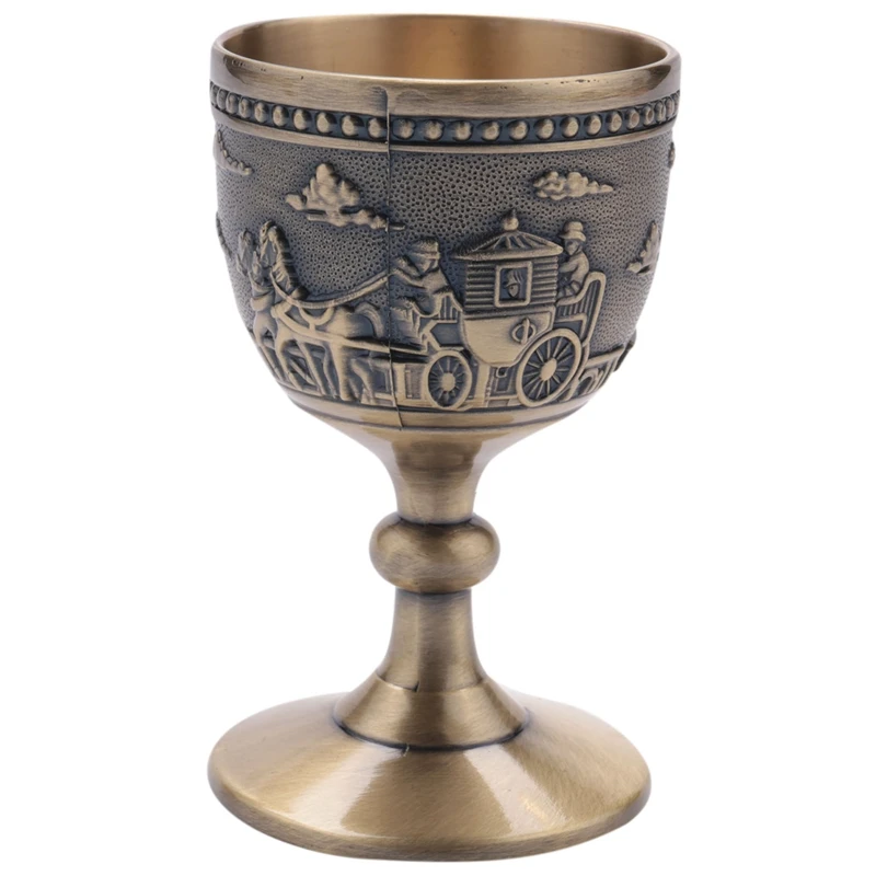 Classical Metal Wine Cup Handmade Small Goblet Household Copper Glass Carving Pattern | Дом и сад