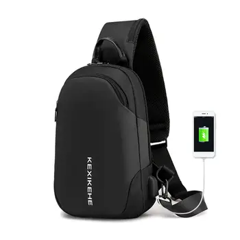 

USB Port Anti-thief Crossbody Bag Multi-functional Large Capacity Waterproof Men Sling Waist Packs Shoulder Chest Bags Mochila