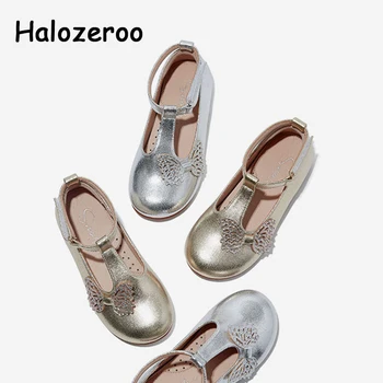 

2020 Spring Kids Bow Shoes Baby Girls Princess Flats Children Dance Shoes Silver Brand Shoes Black School Shoes Soft Mary Jane
