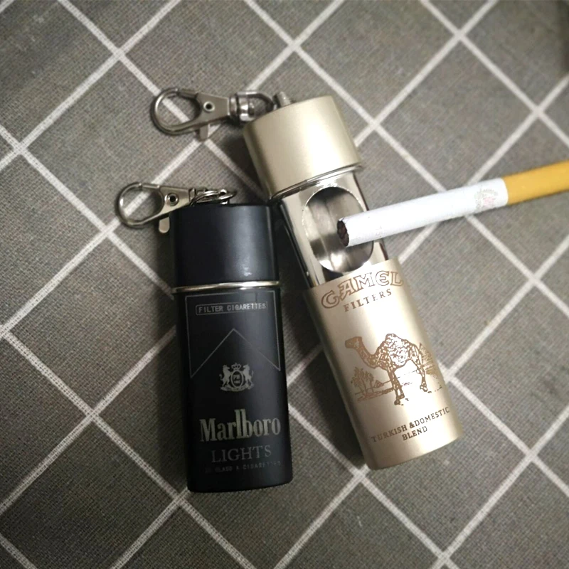 Personalized Sealed Metal Portable Ashtray With Lid Keychain Storage Men's Pocket Gadget