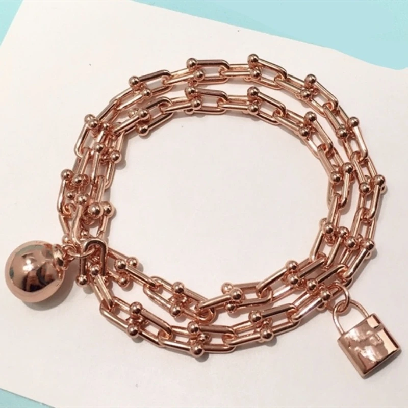 

100% S925 Sterling Silver Bracelet U-Shaped Lock Trendy Bracelet Women Logo Fine Fashional Jewelry Valentines Birthday GIFT