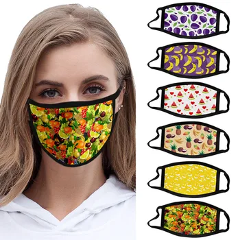 

Creative Humidifiers Mini Dustproof Humidifiers Mascarar Mascarilla Adult Fruit Print Face Masks Windproof Washable Masks#ljc