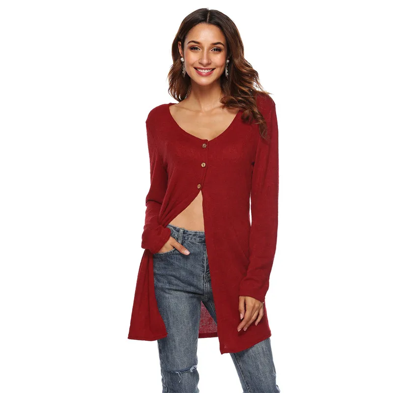 

Sexy High Split Knitted Dress Women Solid O-Neck Long Sleeve Autumn Dress Fashion Plus Size Sweater Dress Casual Vestidos Robe