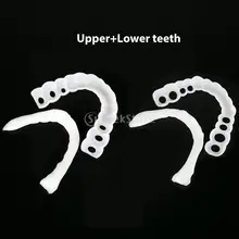 1 par macio superior & inferior reusável dentes falsos folheados dentes temporários falsos dentes falsos