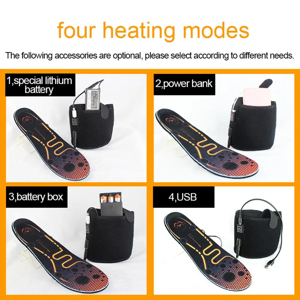 1 Pair of Heated Insoles Battery Powered Rechargeable Heated Shoes Insoles Winter Skiing Foot Warmers for Men and Women