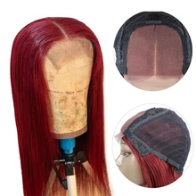 Pinshair парики из натуральных волос на кружеве 4*4, 1B99J, Бургундия, блонд, Омбре, перуанские прямые волосы, парики для черных женщин, не Реми