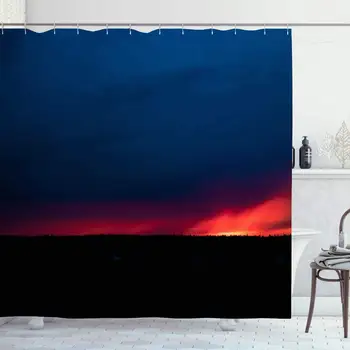 

Shower Curtain Set with Hooks 66x72 Paradise Evening Sky Sunset Weather Time Dark Clouds Nature Fascinating Countryside