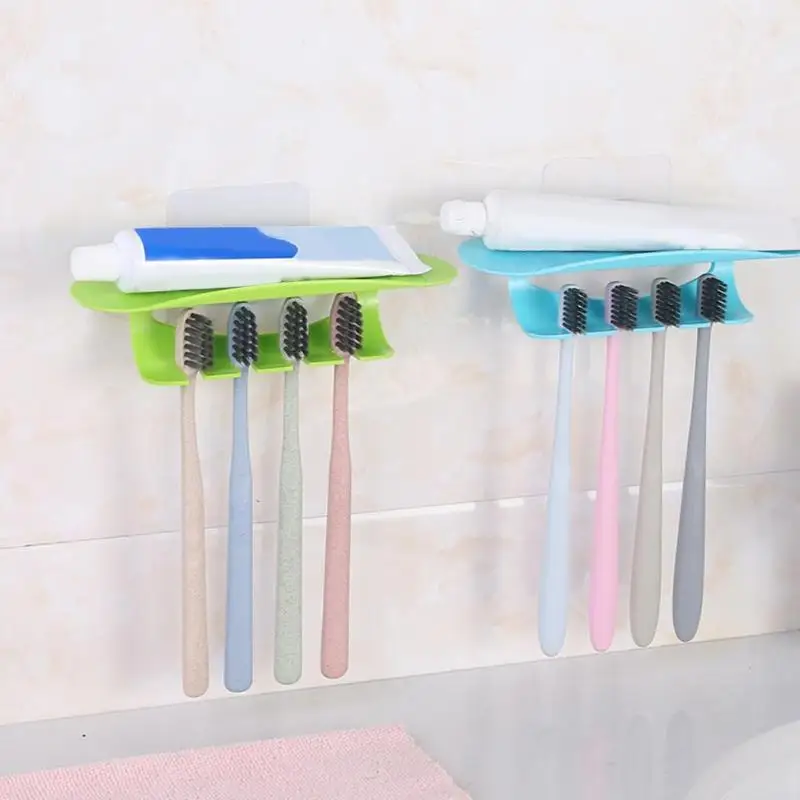 Настенный стеллаж для хранения зубной пасты, бытовой самоклеящийся держатель для зубных щеток, полка для ванной комнаты, органайзер, экономия пространства