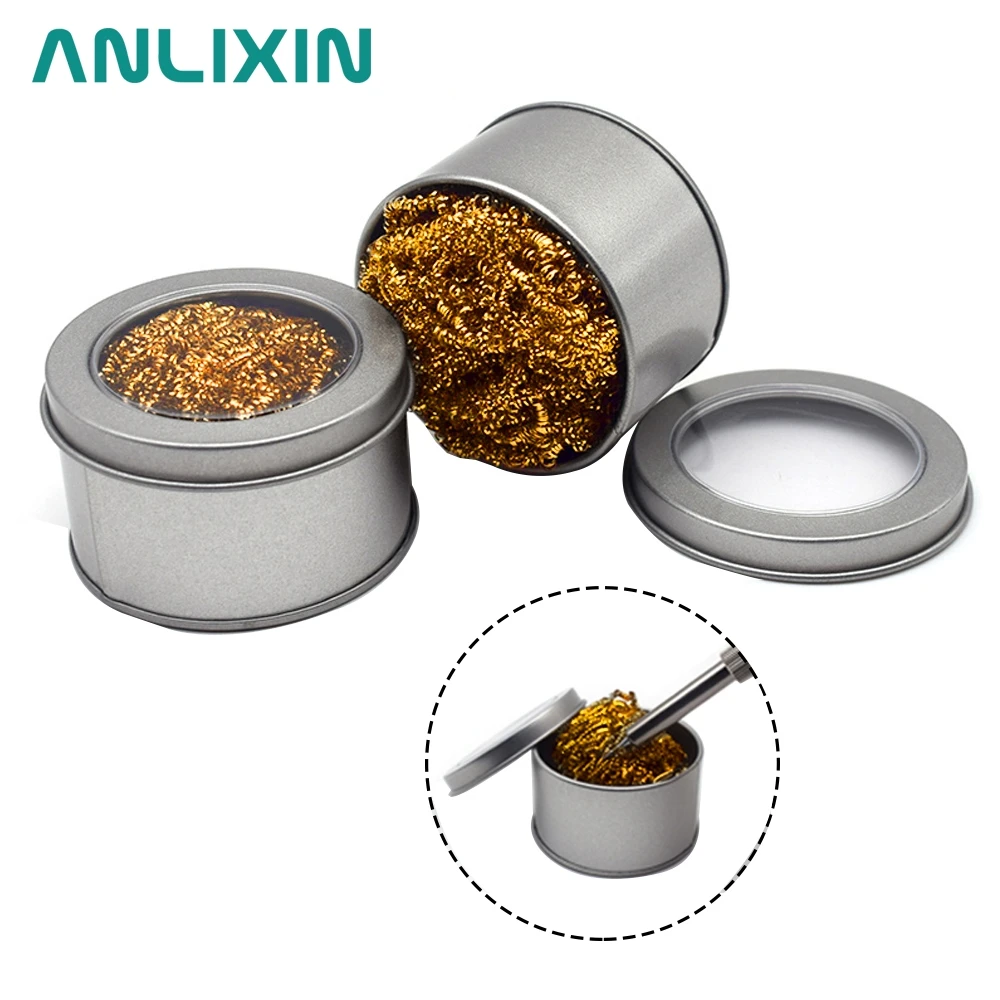 Lead-Free Cleaner Ball Cleaning Ball Desoldering Soldering Iron Mesh Filter Cleaning Nozzle Tip Copper Wire Half Metal Dross Box best soldering iron