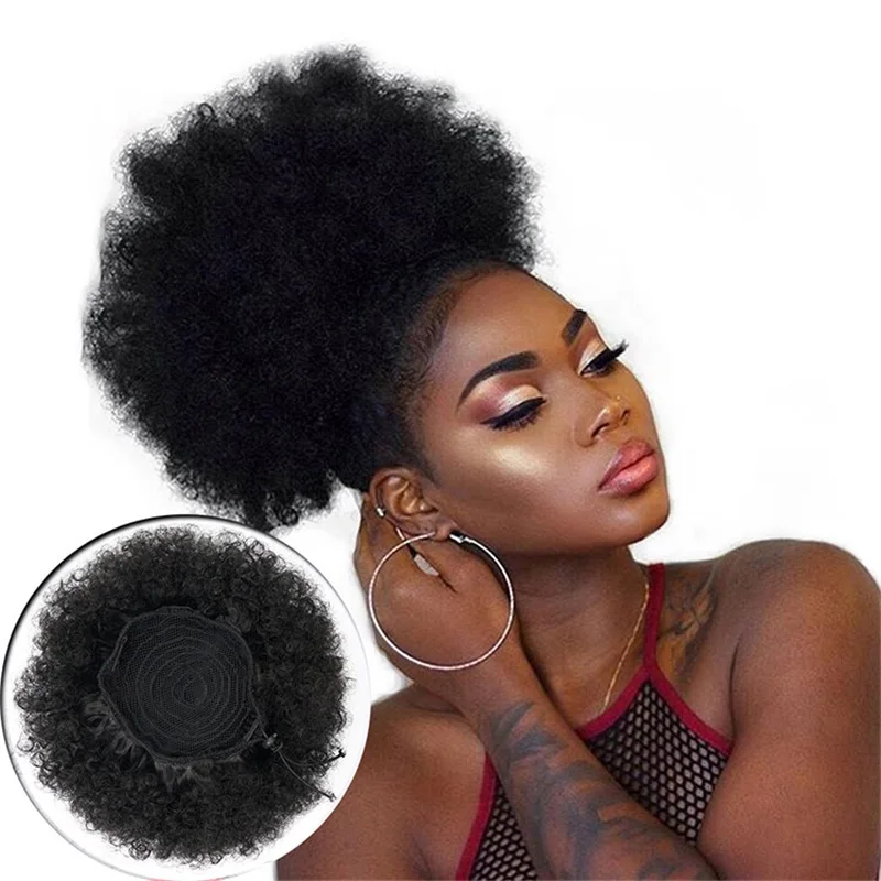 Drawstring Bun African American Chignon Bun Hair Pieces Silky Strands