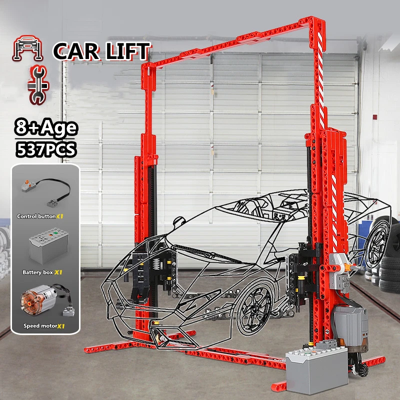 MOULDKING Car Lift Model 1:8  High-Tech MOC 3054 APP Control RC Maintenance Parking Building Blocks Bricks Toys Gift 13053