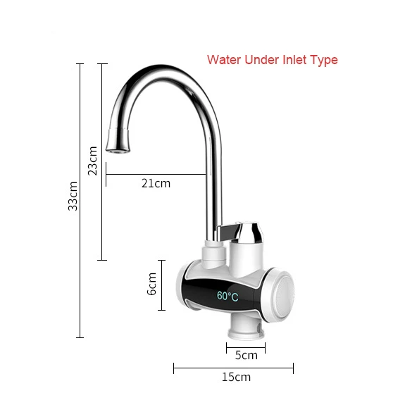 Мгновенный Электрический нагрев кран кухонный проточный мгновенный нагреватель горячей воды для ванной комнаты с дисплеем температуры 3000 Вт ЕС - Цвет: Water under inlet