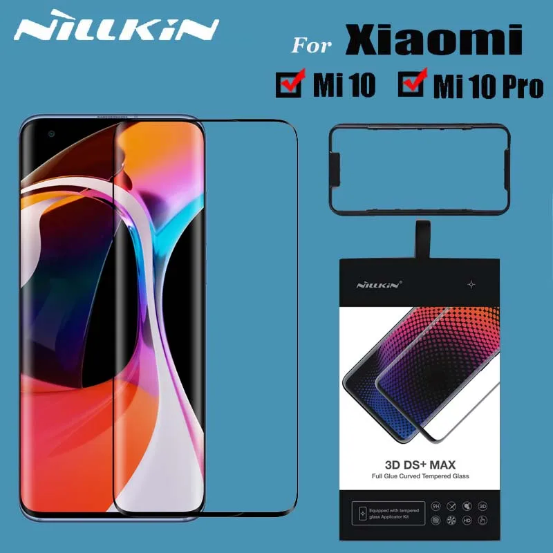 Закаленное стекло NILLKIN 3D DS + MAX для Xiaomi Mi10 полностью клеящаяся изогнутая Защитная