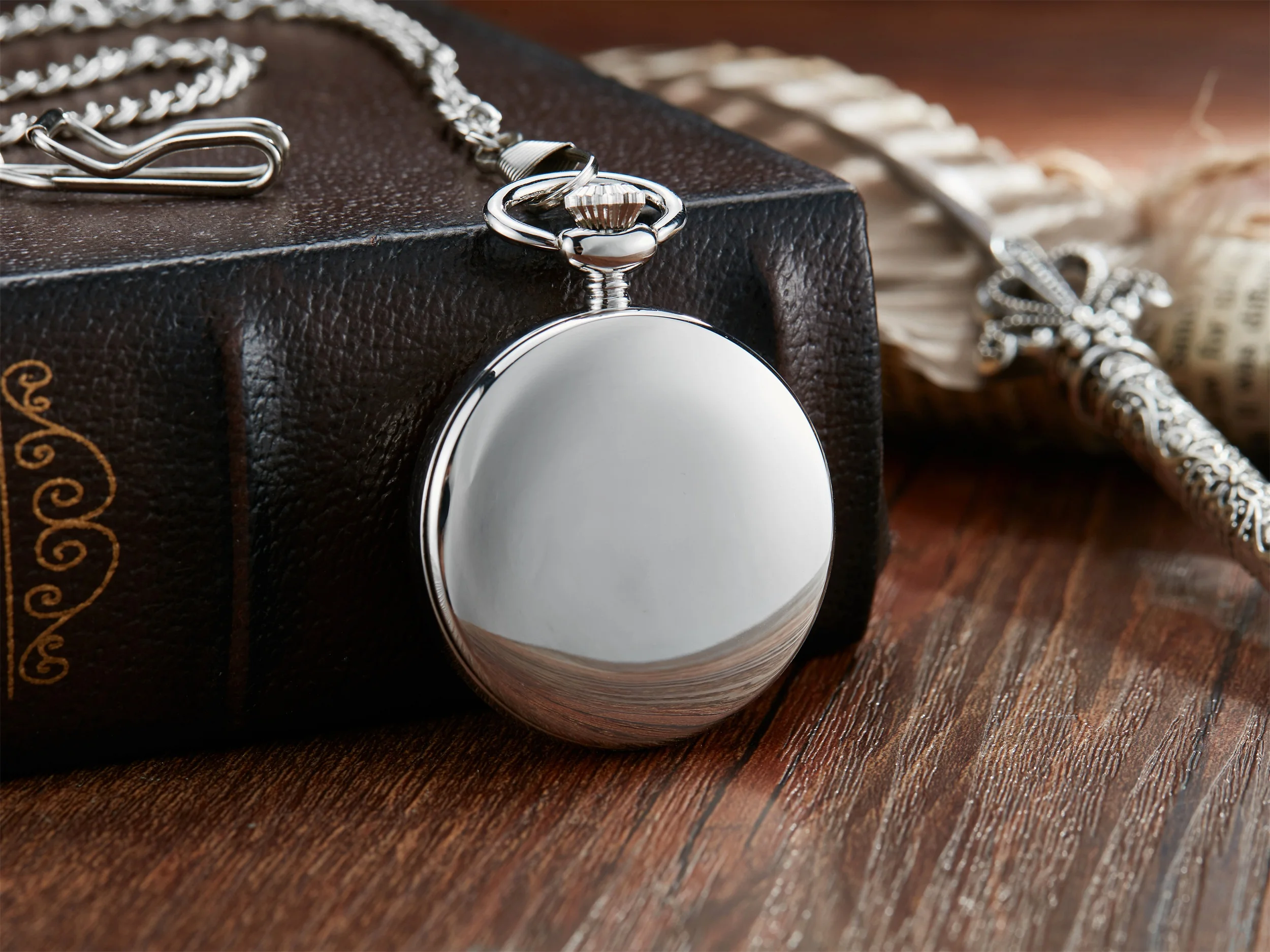 Gorben Mechanical Pocket Watch Men Bronze Skeleton Mechanical FOB Chain Necklace Clock Male Reljo Clock