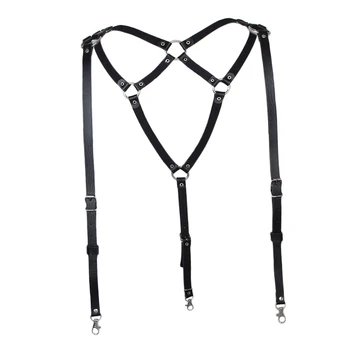 

Harness Belt O-rings Fancy Club Costumes Men's Halter Shoulder Chest Muscle Night Club Party Costume PU Belt