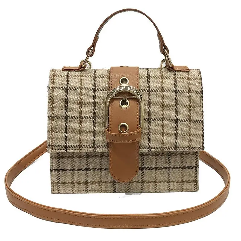 

High-grade Fabric Shoulder Bag Slanting Wild Summer Trendy Portable 2019 New Bag Female Fashion Grid Design Simple