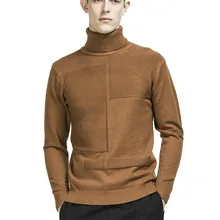 Zogaa 2020 Autumn Winter Men's Turtleneck Sweater Solid Plaid High Neck Sweater Pullovers Male Knitwear Slim Fit Knitted Sweater