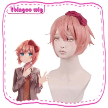 Ebingoo Sayori парик DDLC Doki Literature Club Синтетический Косплей парик естественная волна Короткие Розовые аниме Боб волосы парики для девочек