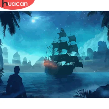 

HUACAN DIY Pictures By Number Boat Kits Hand Painted Paintings Art Painting By Numbers Scenery Drawing On Canvas Home Decor