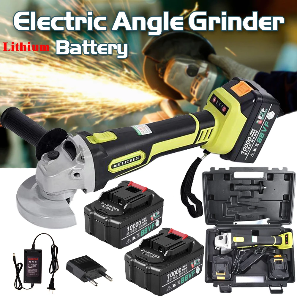 

Rechargable 88VF Cordless Brushless Grinder with 10.0Ah Lithium Li-ion Battery 100mm Angle Grinding Cutting Machine Kit Box