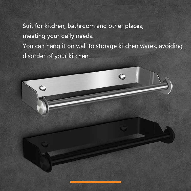 

Toilet Paper Holder Punch-free Towel Rack Stainless Steel Kitchen Holder for Paper Towels Roll Paper Stand Bathroom Accessories