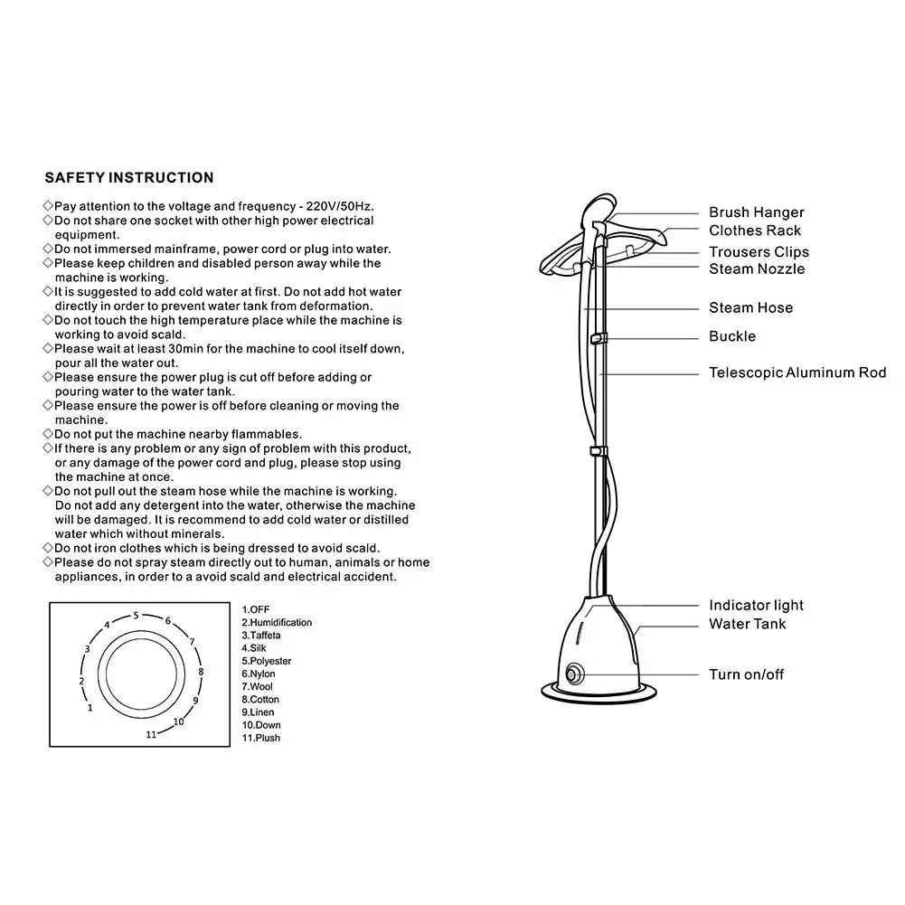 Dampfglatter 1750W Dampfburste mit Schnell-Heiz Heizelement 2 Kleiderbugel Einstellbarer Dampfdurchfluss perfekt fur Haushalt