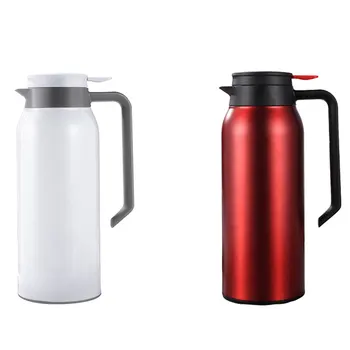 

2x Stainless Steel Vacuum Flask Thermal Jug Hot Water Pitcher 1.5L Double Wall Insulated Bottle White & Red