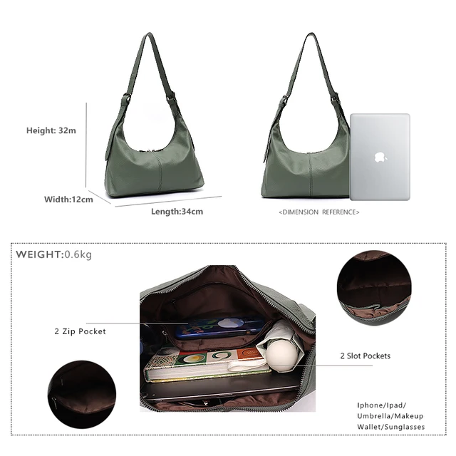 SC Luxury Women Cowhide Crossbody Bag Large Casual Shoulder Purse Wide Strap Handbag Female Daily 100% Genuine Leather Hobo Sack 4