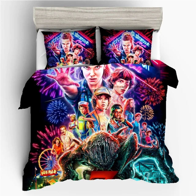 baru stranger things season 3 3d printed bedding set selimut penutup set kami twin penuh ratu king size set tempat tidur aliexpress