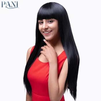 

PANI Straight Hair Synthetic Wigs For Women Black Wig With Neat Bangs Women's Wig Charms Natural Wigs Artificial Hair Cheap Wigs