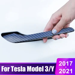 Pour Tesla Modèle 3 Y 2017  2020 2021 2022 Model3 ABS couvercle De Poignée De Porte de Voiture Garniture Protecteur Autocollants ABS Modification Accessoires 