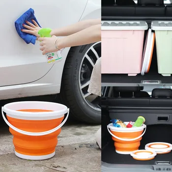 

Folding Water Bucket with Reinforce Ring Camping Kitchen Fishing Barrels Collapsible Collapsible Foldable Bath Car Wash